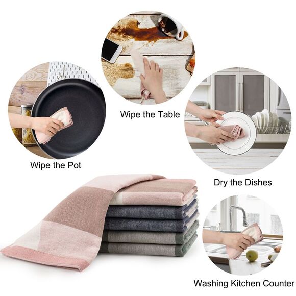 Kitchen Dish Colths Absorbent Dishclothes Drying Cloths 6Pcs Mixed Color - Picture 6 of 6